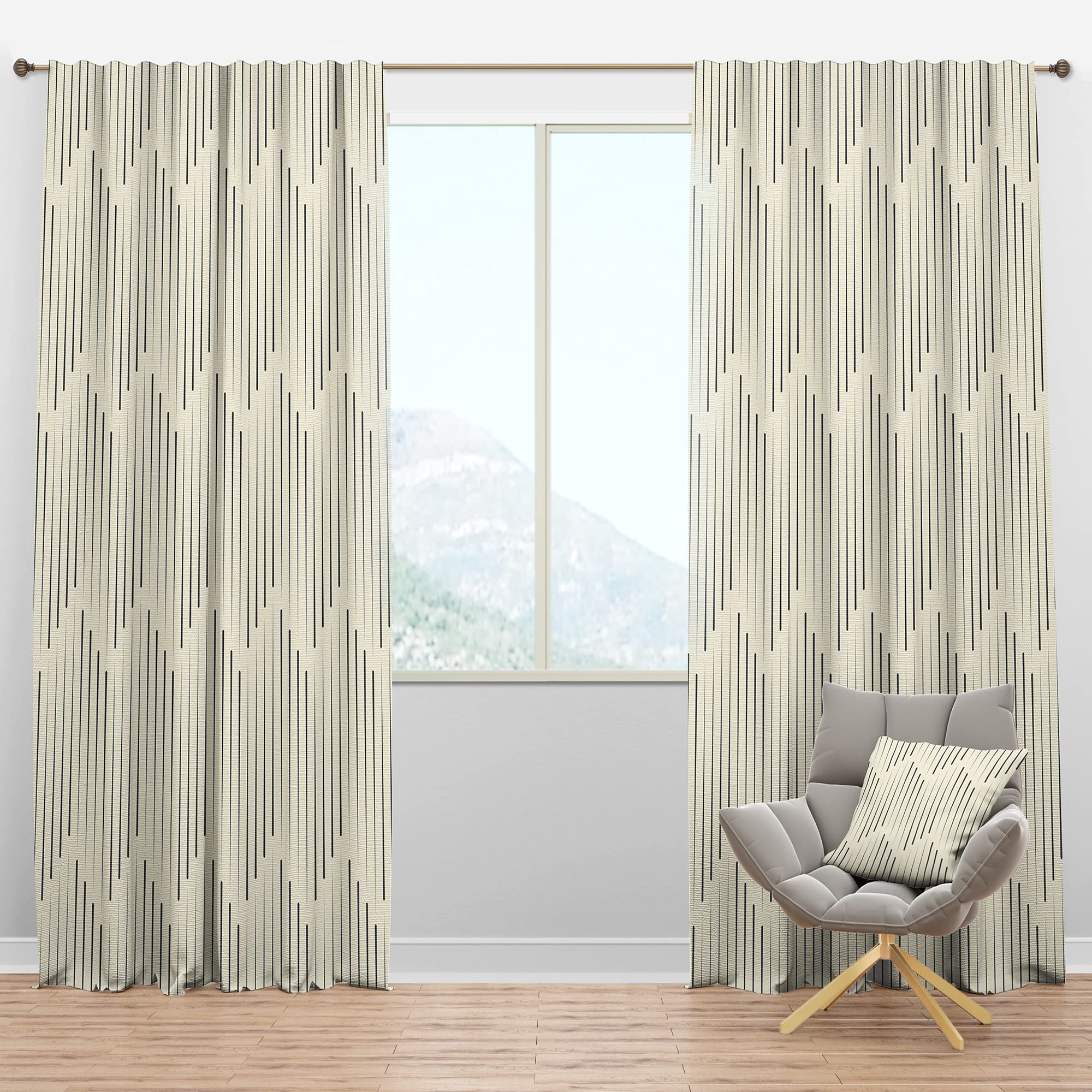 DesignQ Blackout Curtains - Thermal Insulated Zigzag Minimal Striped Window Drapes for Bedroom & Living Room (52x90, Single Panel) - Perfect for Light Blocking, Privacy & Energy Efficiency