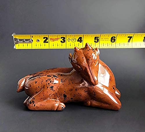 Handcrafted Mahogany Obsidian Baby Deer Sculpture - Elegant Home Decor, Gift for Nature Lovers, Perfect for Living Room, Office & Meditation Space