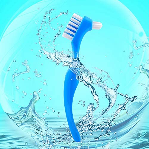 2 Pack Denture Cleaning Toothbrush with Multi-Layered Bristles - Soft & Hard Bristle Options for False Teeth Care - Perfect for Daily Denture Cleaning at Home or Travel