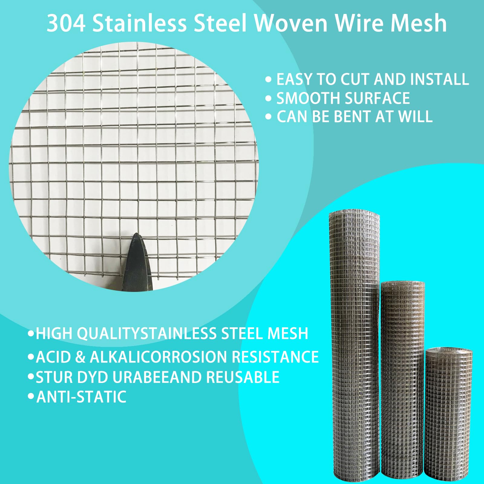 304 Stainless Steel Wire Mesh Roll - 7.9