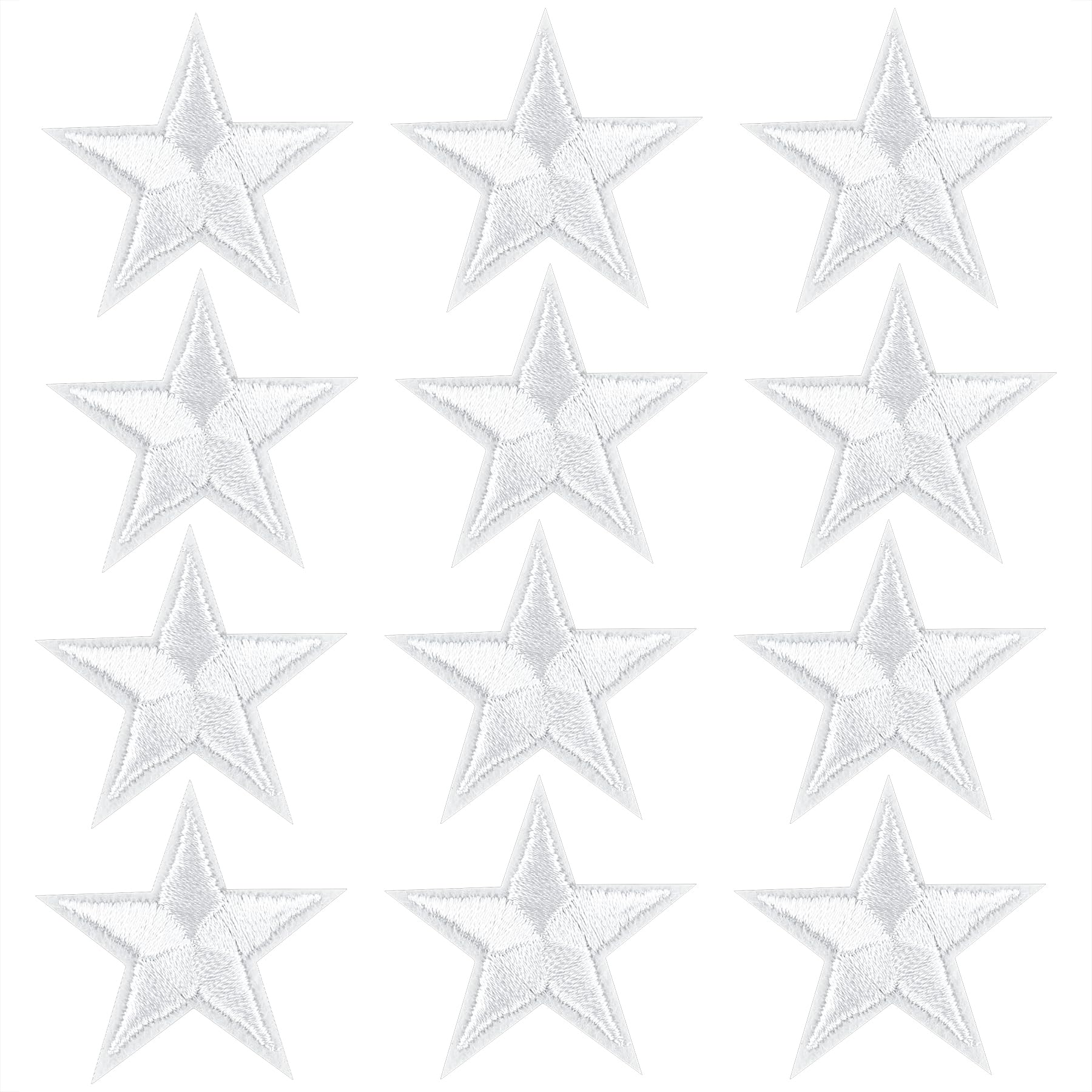 AUEAR 24 Pack White Star Iron On Patches - Embroidered Mini Sew On Appliques for Clothes, Jackets, Shoes | DIY Craft, Costume Design, Denim Repair