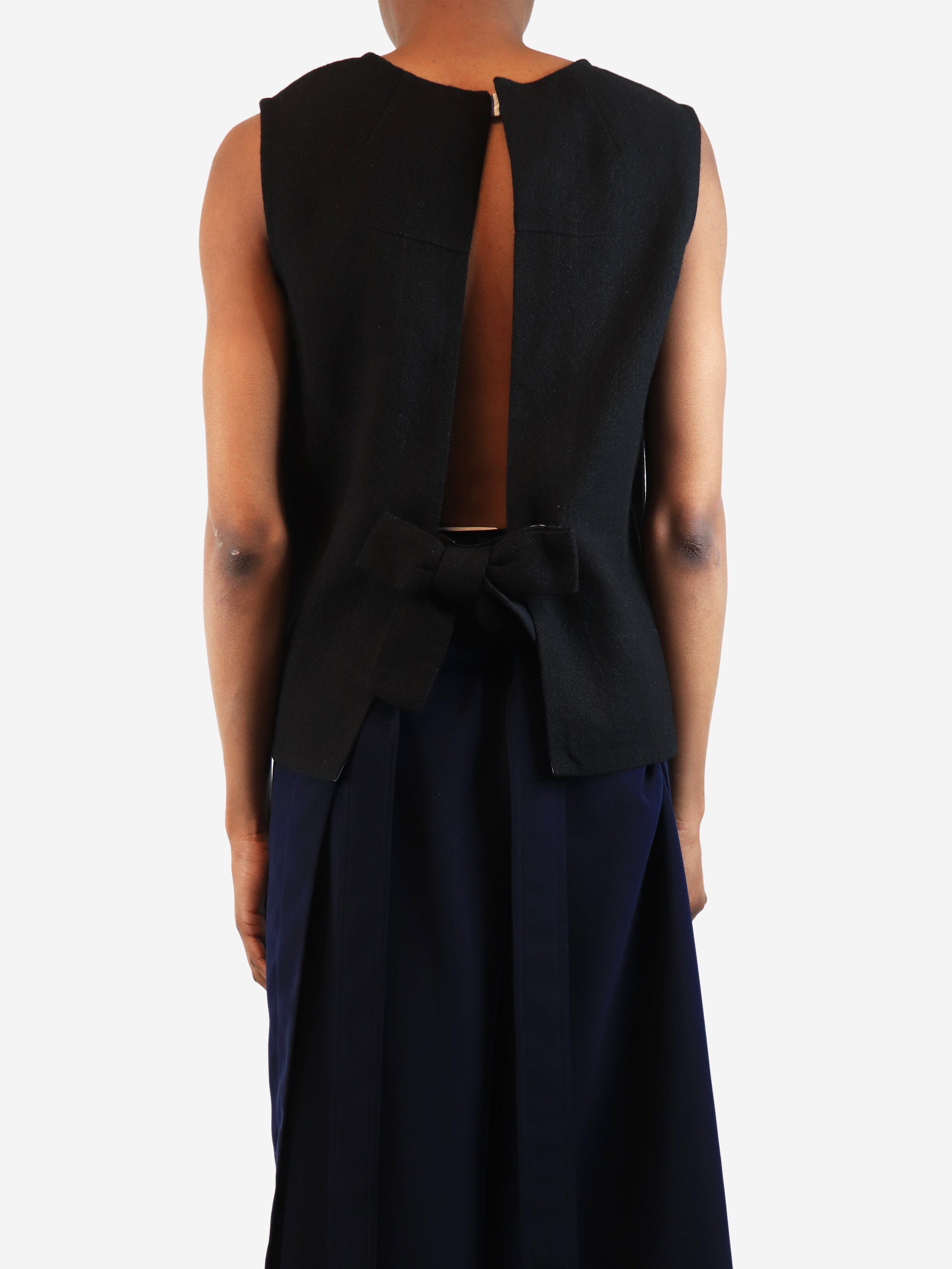 Elegant Black Sleeveless Women's Top with Bow Detail - UK Size 6 | Perfect for Summer Outfits, Casual Wear & Special Occasions