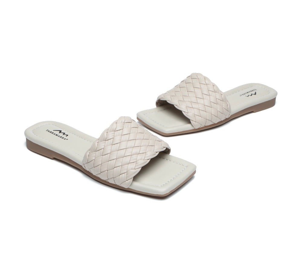 TARRAMARRA® Women's Woven Flat Slides Sandals - Comfortable Summer Casual Shoes for Beach, Pool, and Outdoor Wear