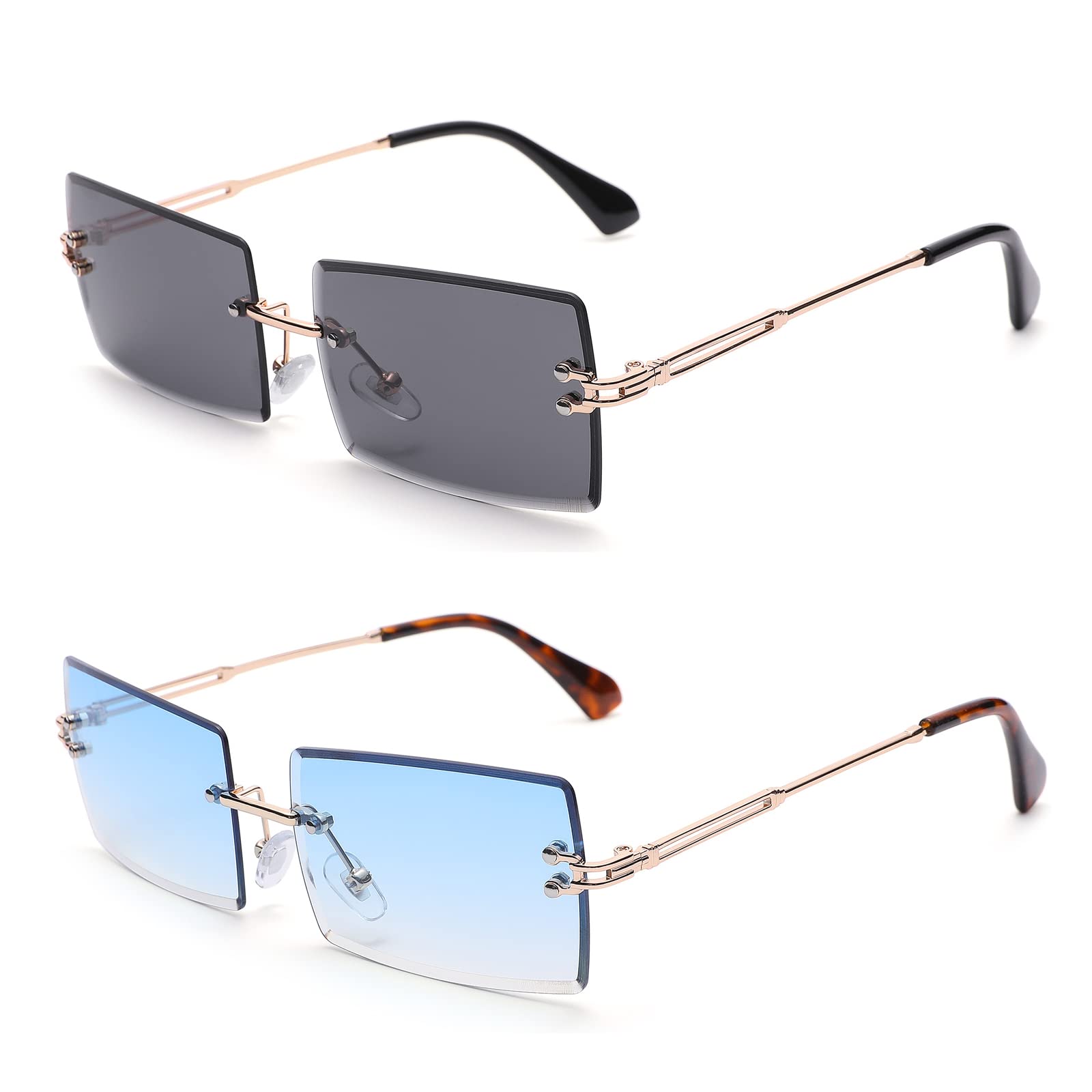 Acme Rimless Rectangle Sunglasses for Women & Men - UV400 Protection - 90s Retro Y2K Fashion Eyewear - Perfect for Beach, Driving & Outdoor Activities