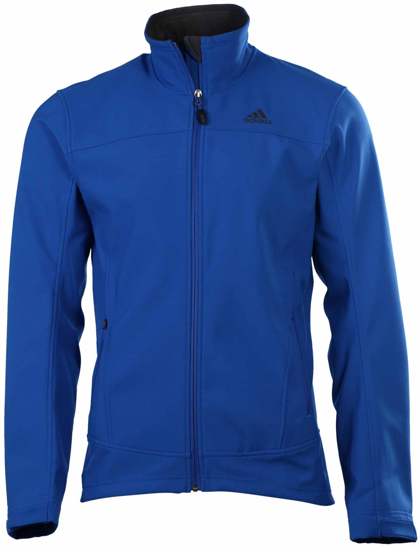 Adidas Men's Softshell Jacket - Lightweight Water-Resistant Outdoor Windbreaker for Hiking, Running & Travel - Blue Beauty (Medium)