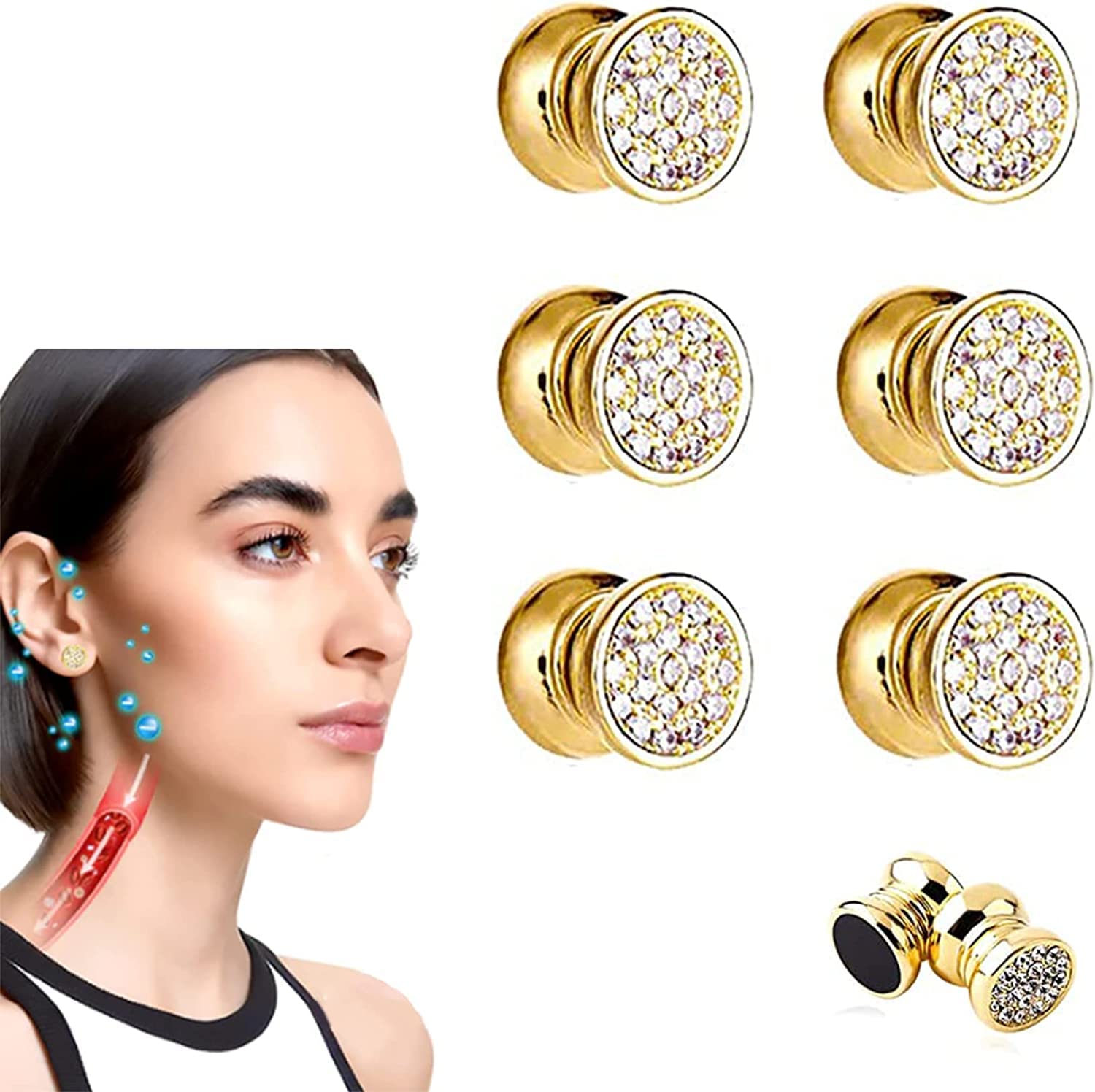 Kyana Lympha-Circurl Magnetic Non-Piercing Acupressure Earrings for Weight Loss - 3 Pairs Set for Women & Men | Pain Relief, Lymphatic Drainage | Perfect for Workouts, Yoga & Daily Wear