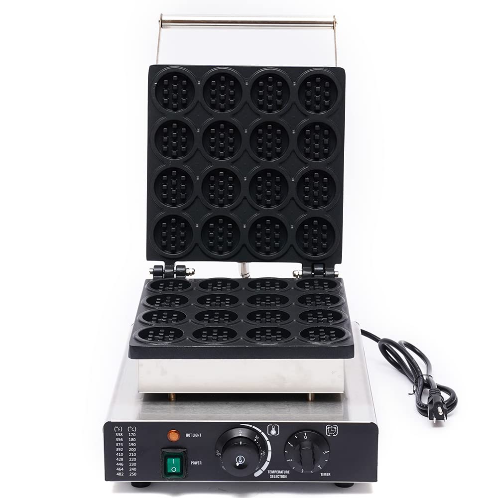 16PCS Stainless Steel Mini Waffle Maker - Commercial & Household Electric Pancake Baker for Breakfast, Dessert, Muffins - Perfect for Restaurants, Cafes, and Home Kitchens