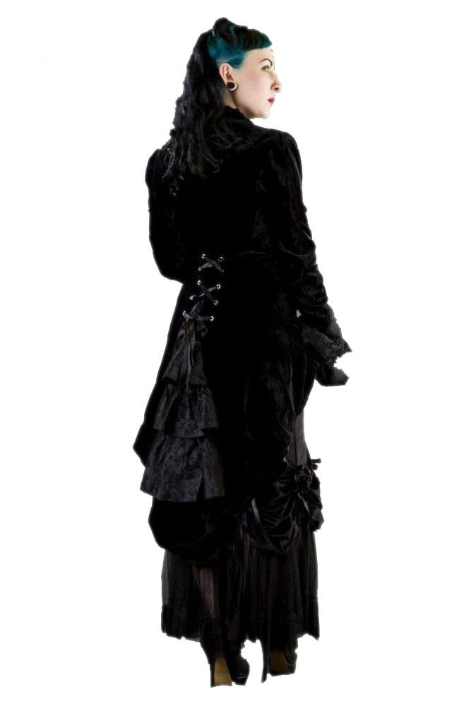 Burleska Black Velvet Women's Pirate Coat - Gothic Victorian Steampunk Costume Jacket for Halloween, Cosplay, and Themed Parties