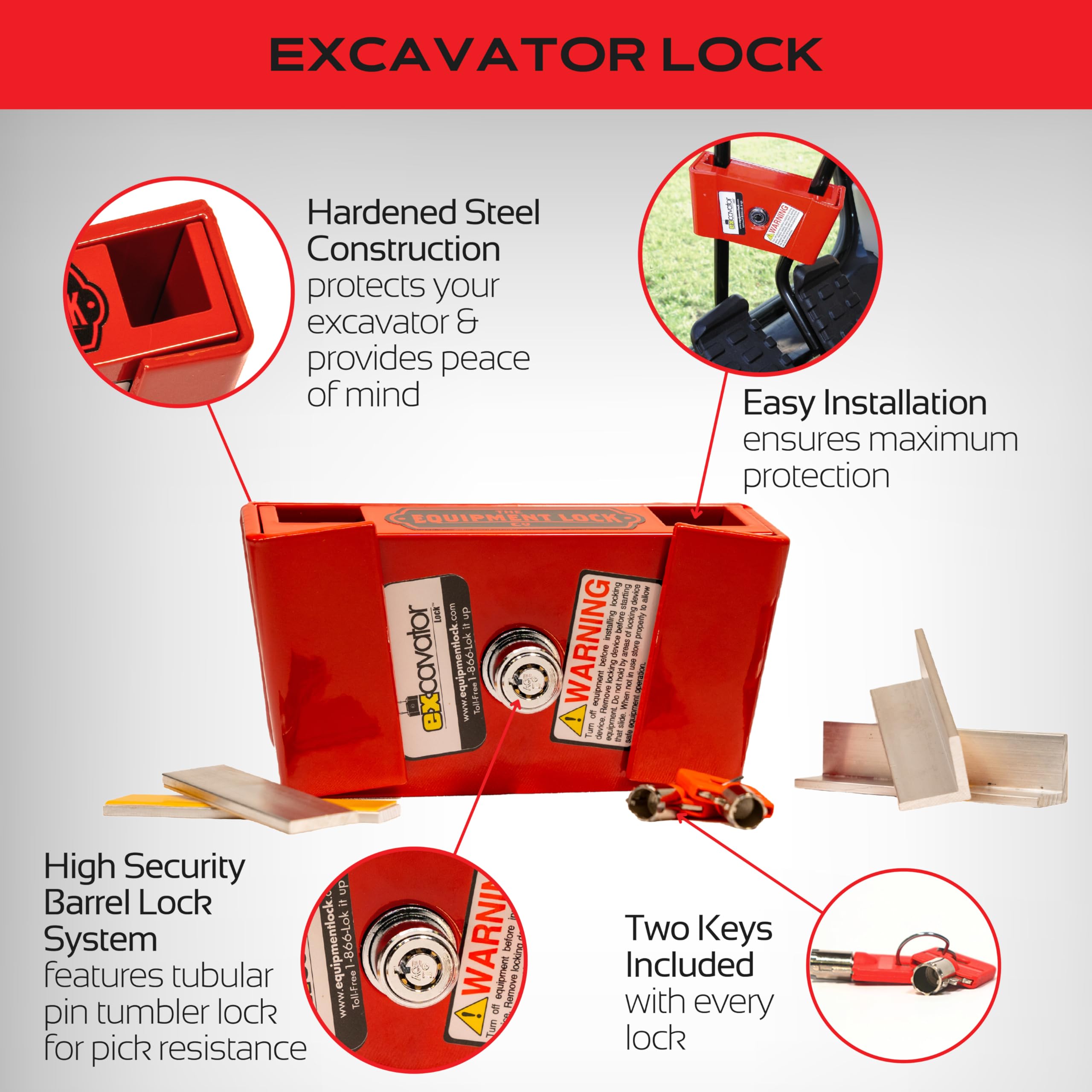 Excavator Lock - Heavy Duty Anti-Theft Equipment Lock for Earth Movers, Bulldozers & Construction Machinery | Secure Excavator Accessories & Job Site Security Devices | Ideal for Construction Sites, Mining Operations & Equipment Storage Yards