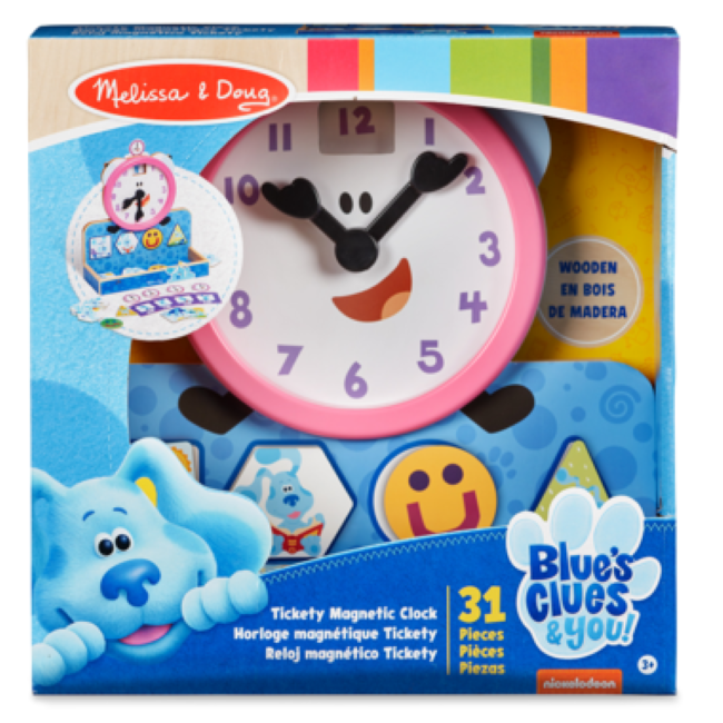 Melissa & Doug Blues Clues & You! Wooden Tickety Tock Magnetic Clock - Educational Learning Toy for Kids, Toddler Time Telling Activity, Preschool Classroom & Homeschool Supplies