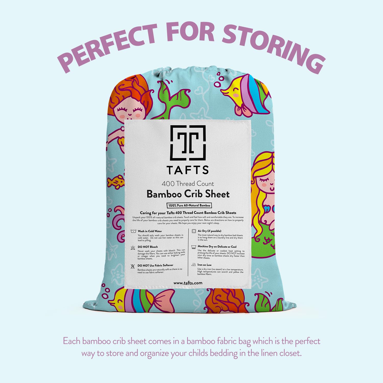 TAFTS 100% Organic Bamboo Viscose Fitted Crib Sheet - Soft, Cooling & Breathable for Standard Crib & Toddler Mattress (2-Pack, 28