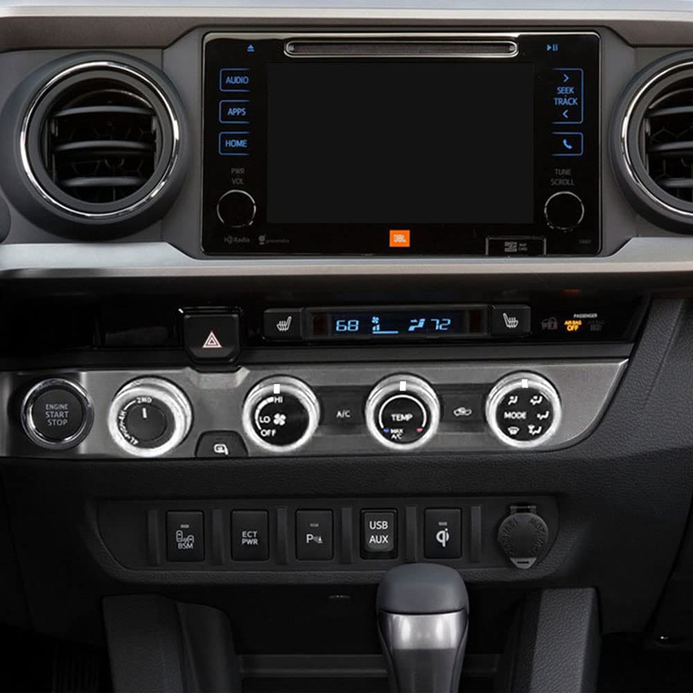 Thor-Ind Silver AC Switch Knob Cover Trim for Toyota Tacoma 2016-2021 - B-Uncover Indicator Style - Perfect for Dashboard Customization & Interior Upgrades