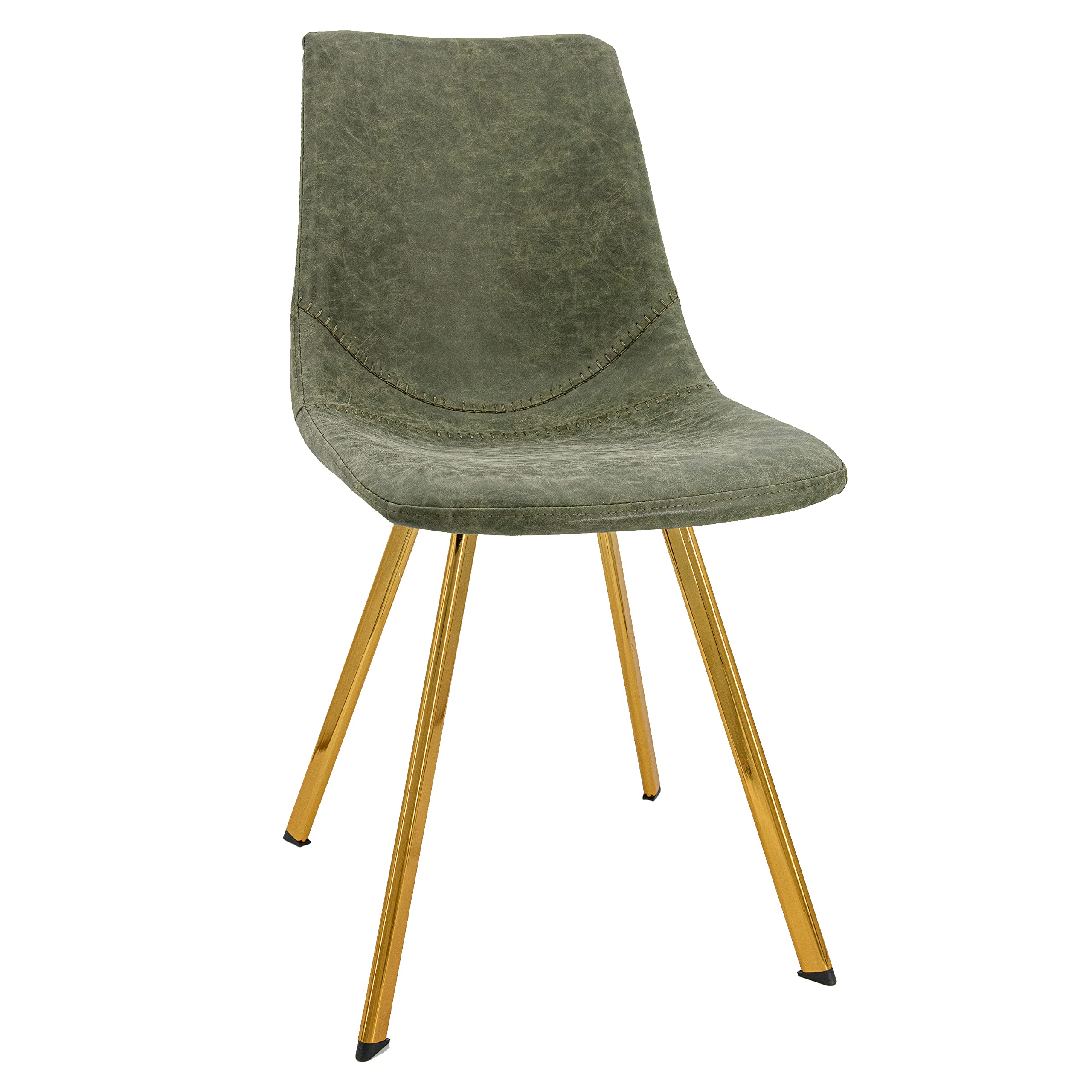 Modern Leather Dining Chairs with Gold Legs - LeisureMod Markley Olive Green Kitchen Chairs for Home, Restaurant & Office Use
