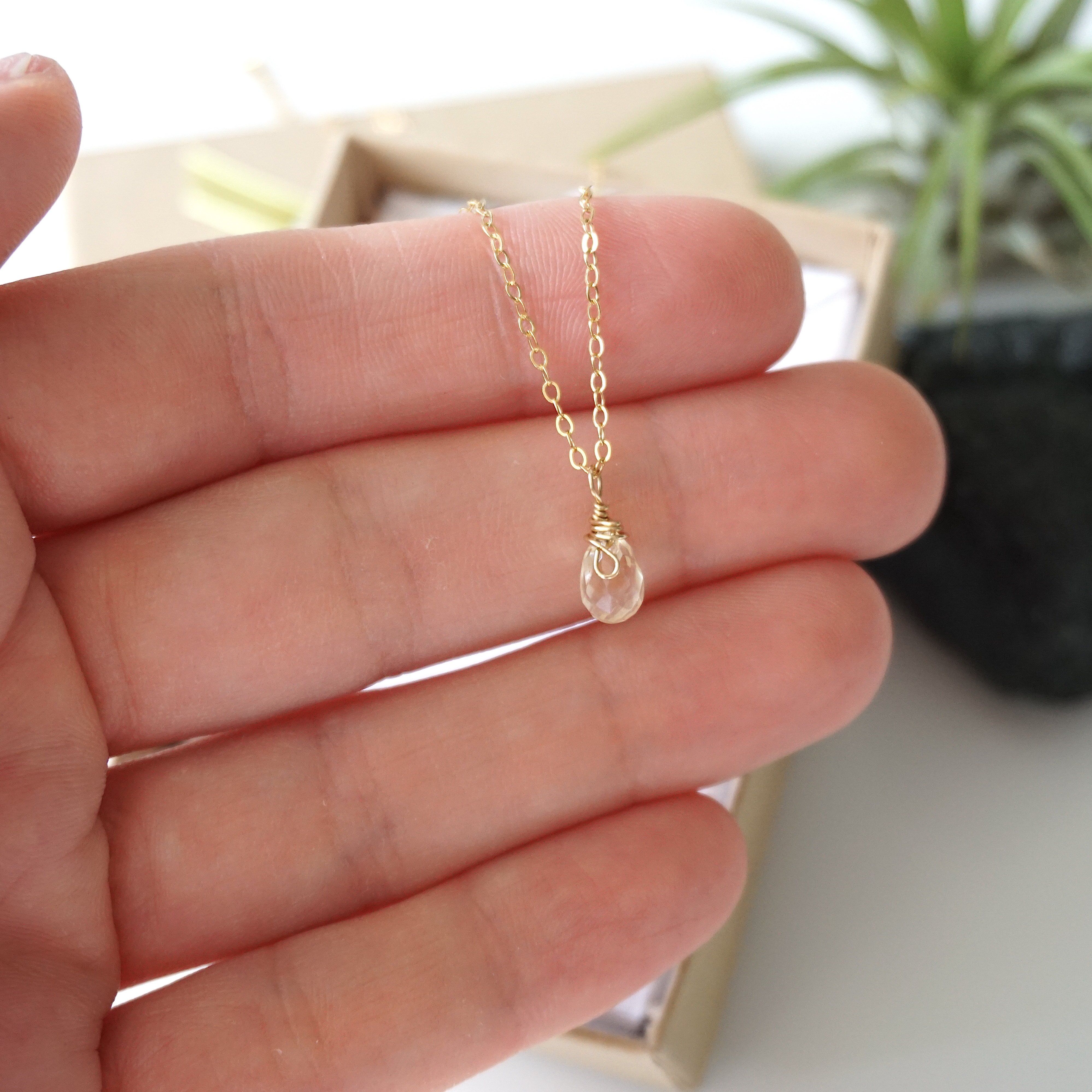 Citrine Faceted Necklace - 14K Gold Filled Wrapped Charm Necklace for Women | Elegant Jewelry Gift for Birthday, Anniversary & Special Occasions