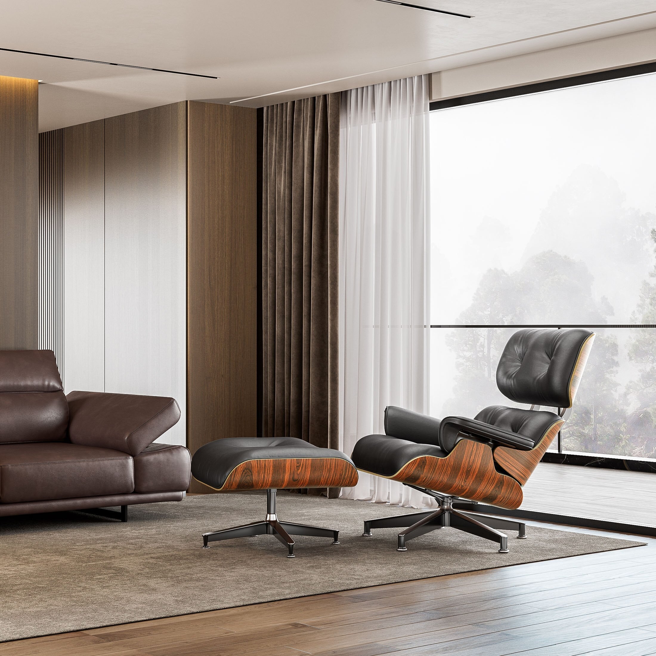 Premium Genuine Leather Lounge Recliner Chair - Handcrafted High-Quality Leather Sofa for Living Room, Home Theater & Office - Ergonomic Comfort with Adjustable Backrest & Footrest
