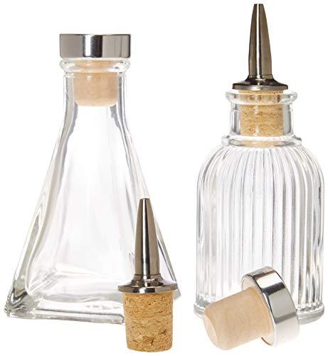 Premium Glass Bitters Bottles Set of 2 - 90ml Cocktail Syrups & Shrub Dropper Bottles with 2 Cap Types (Cork Dash Dispenser & Airtight Stopper) for Fresh Ingredient Storage - Perfect for Home Bars, Mixology, and Craft Cocktail Making