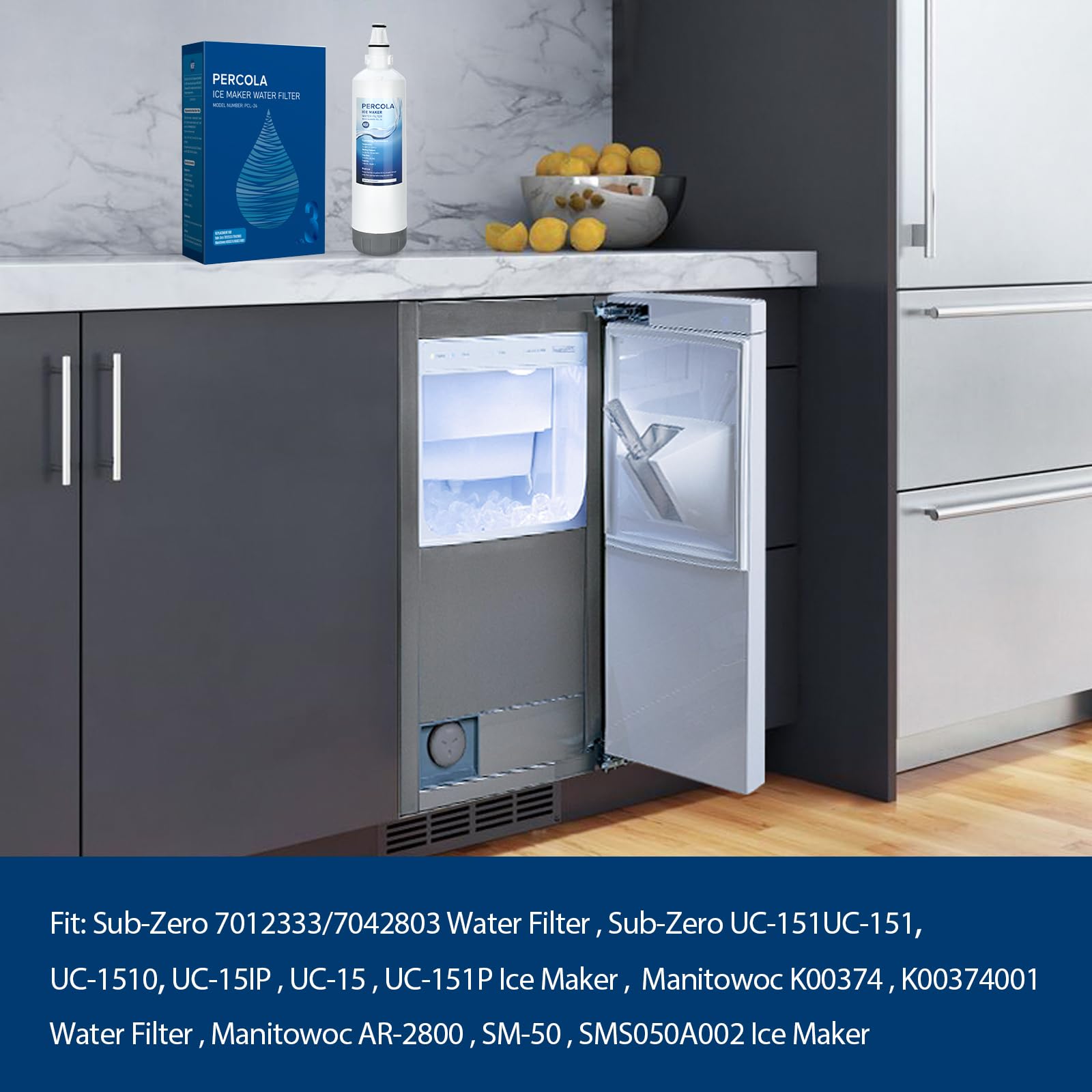 Sub-Zero 7012333/7042803 & Manitowoc K00374/K00374001 Replacement Water Filter for Ice Makers - 3 Pack - Compatible with Sub-Zero UC-15I and Manitowoc AR-2800/SM-50 Ice Makers - Improves Ice Taste & Quality for Home Bars, Restaurants, and Commercial Use