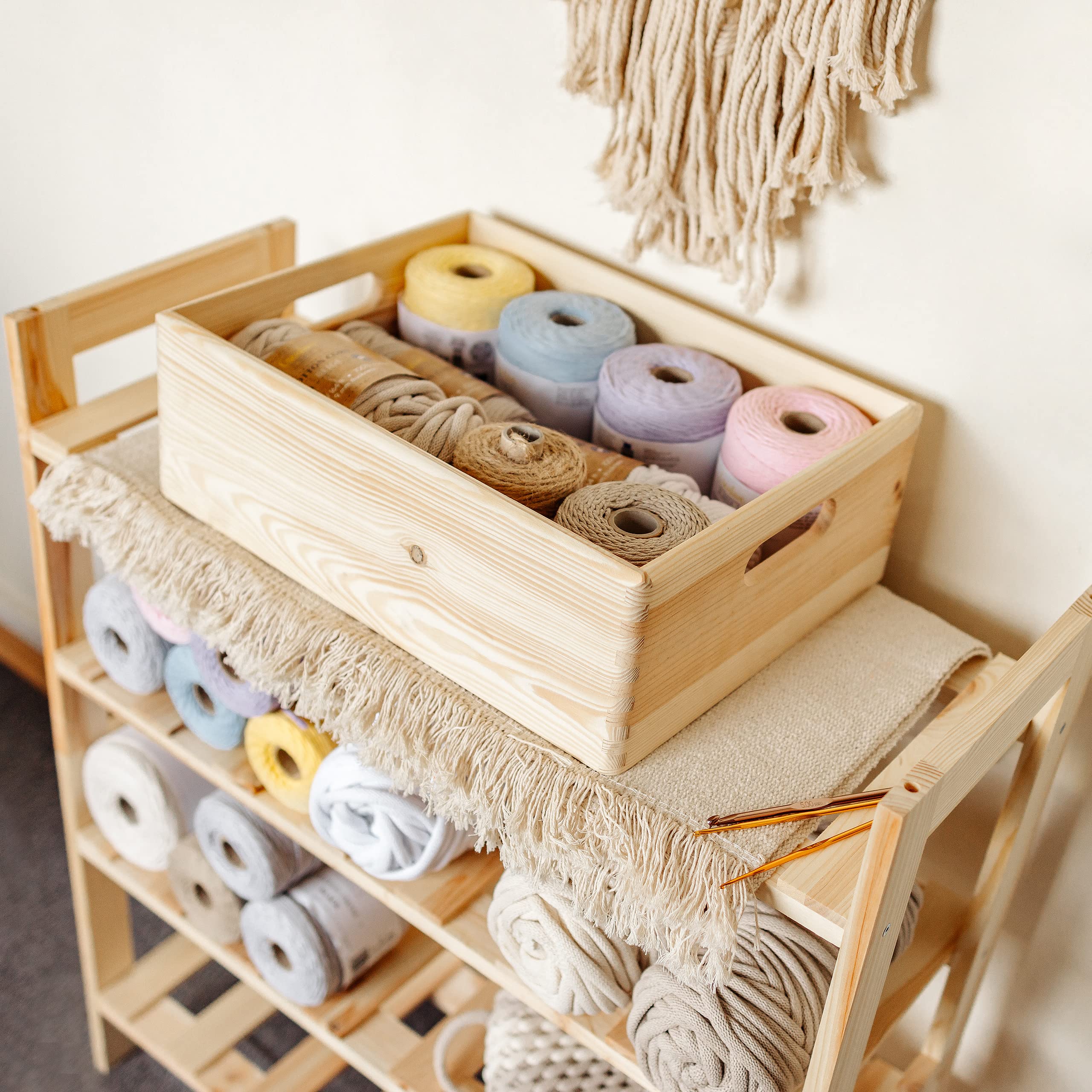 Premium Wooden Storage Box with Handles - 15.7