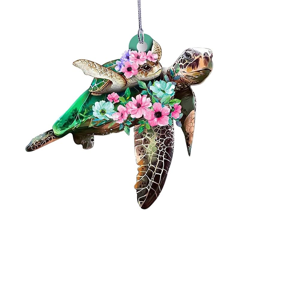 Zcargel Sea Turtle Mom & Baby Car Hanging Ornament - Cute Cartoon Rearview Mirror Dangle Accessory for Car Decor | Perfect Gift for Animal Lovers & Beach-Themed Vehicles