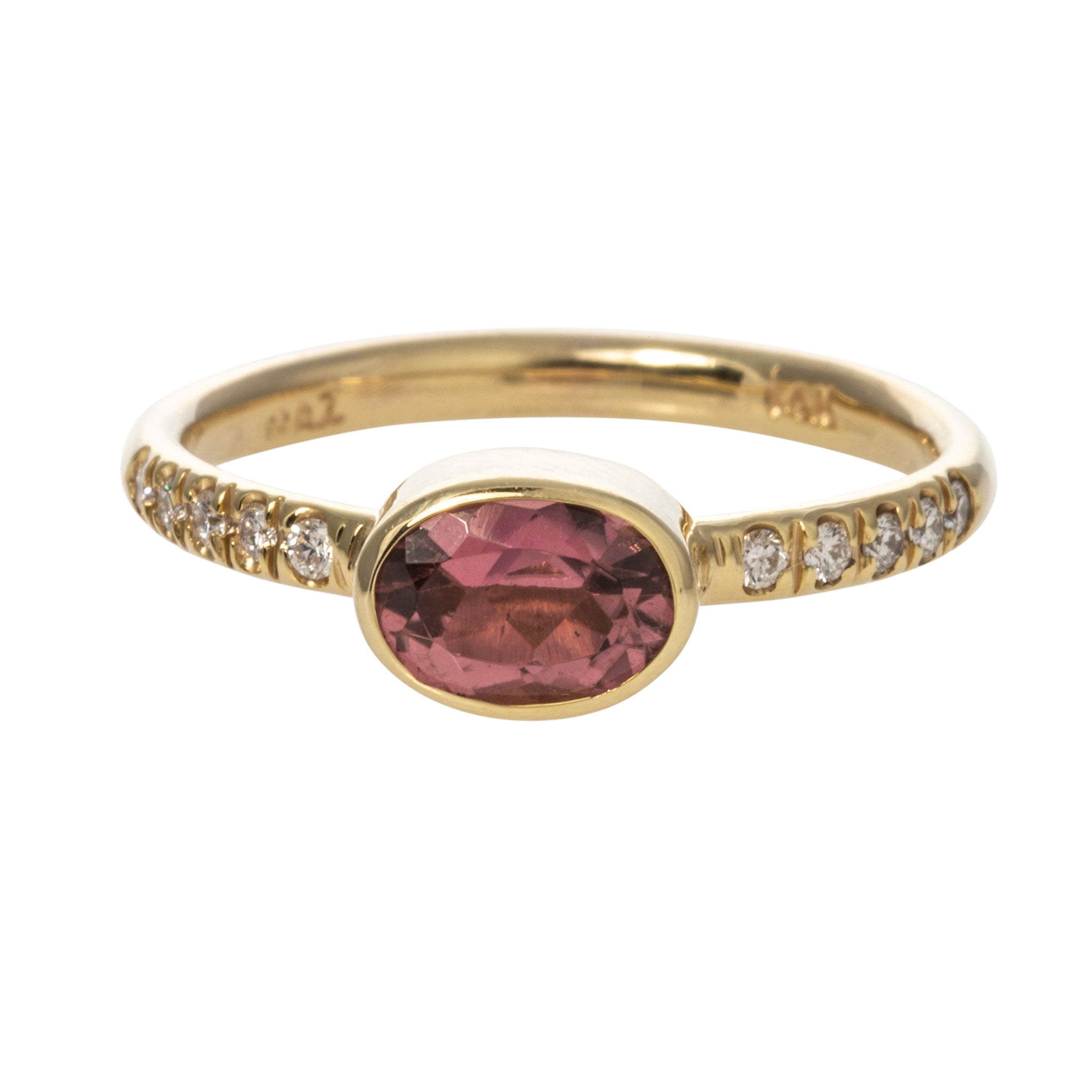 14K Yellow Gold Oval Pink Tourmaline & Diamond Ring for Women - Elegant Jewelry Gift for Anniversary, Birthday & Special Occasions