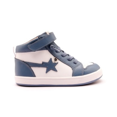 Old Soles White and Indigo Mid Top Sneakers for Kids - Comfortable Casual Shoes for School, Play & Everyday Wear