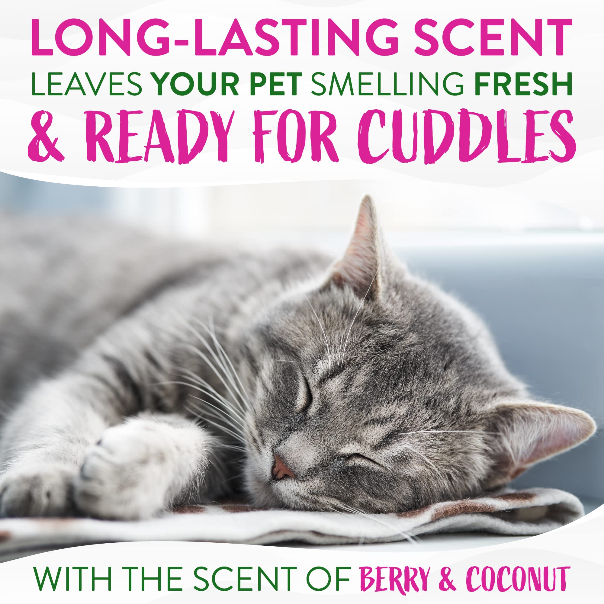 TropiClean Berry Coconut Waterless Cat Shampoo - Natural Dry Shampoo for Deep Cleansing | Made in USA | 7.4 oz | Gentle Formula with Coconut & Berry Extracts | Perfect for Quick Cleaning Between Baths & Travel Use