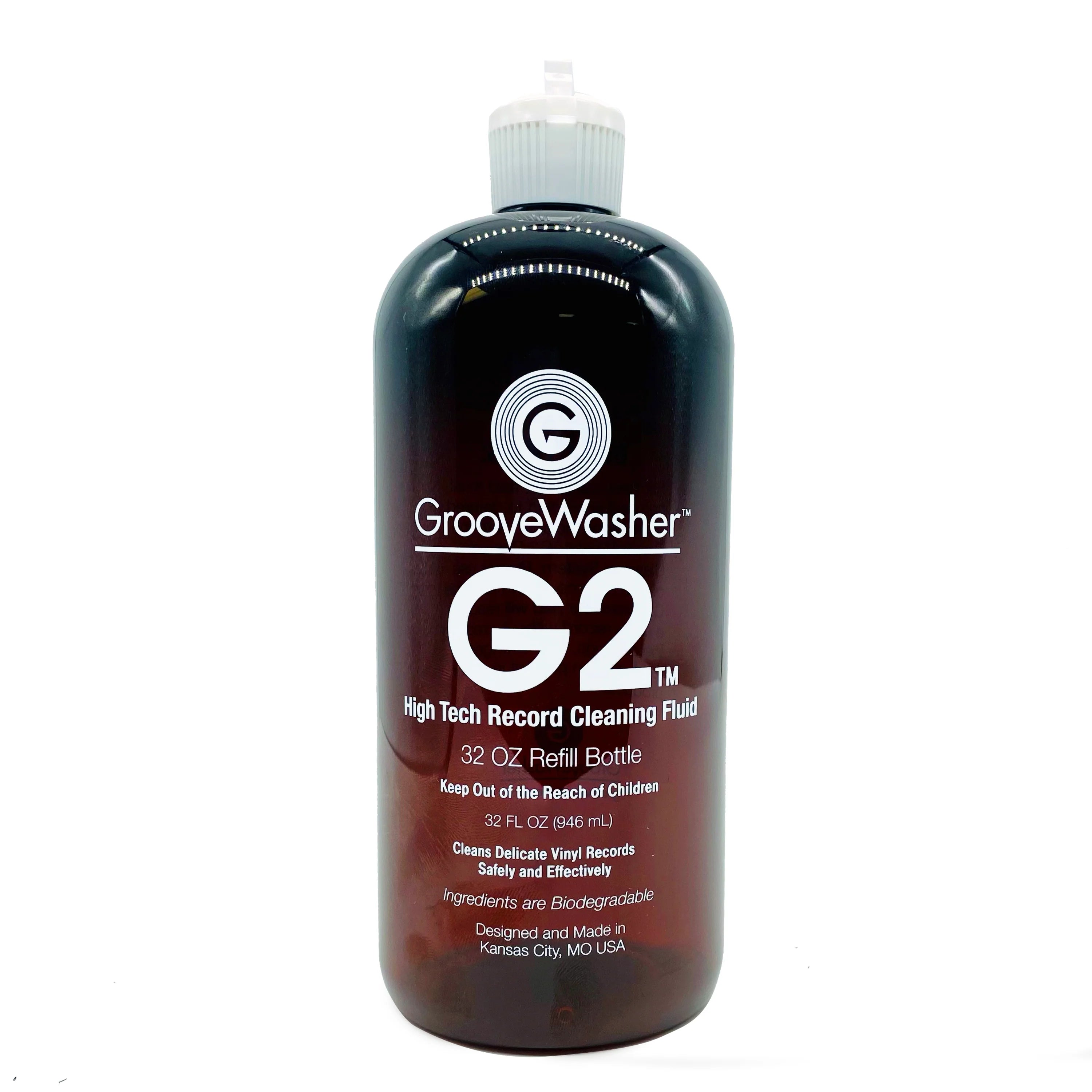 GrooveWasher G2 Vinyl Record Cleaning Fluid 32 oz Refill Kit - Professional LP Cleaner Solution for Vinyl Records, Turntables & Audio Equipment - Perfect for Home & Studio Use
