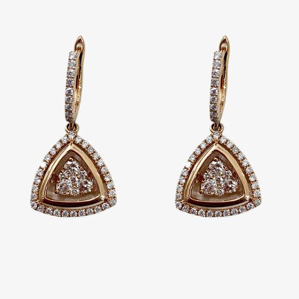 14K Two-Tone Gold Diamond Stud Earrings for Women - Elegant Dangling Hoop Earrings for Parties, Weddings & Everyday Wear