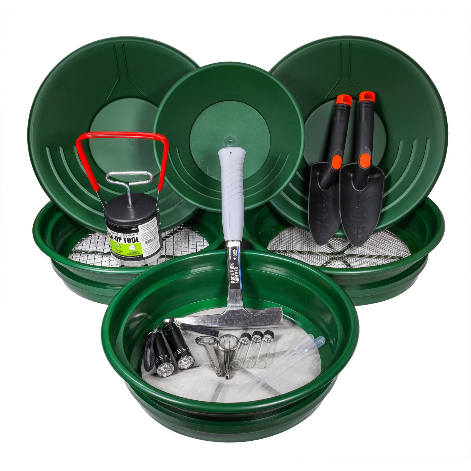 ASR Outdoor 19-Piece Ultimate Gold Panning Kit with Classifier Screens, Gold Pans & Rock Pick - Complete Prospecting Equipment for Beginners & Experts - Perfect for River Gold Mining, Outdoor Adventures & Treasure Hunting