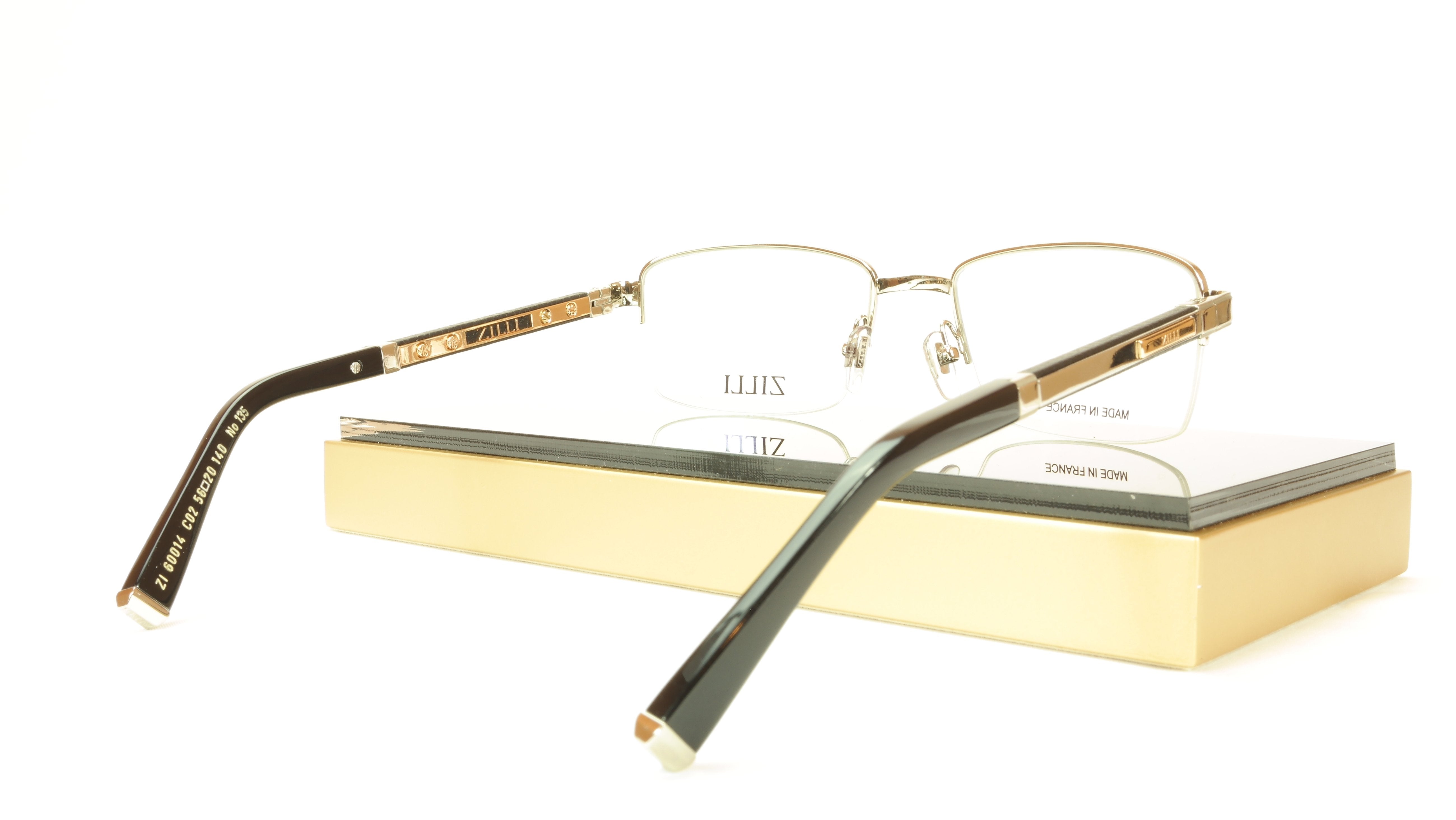 Premium ZILLI Eyeglasses Frame - Handmade in France with Acetate, Leather & Titanium (Model ZI 60014 C02) - Luxury Reading & Fashion Statement for Professionals