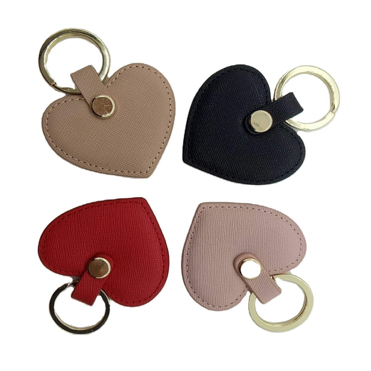 DAN Fashion Heart Shaped Leather Keychain - Cute Pink Leather Key Ring for Car Keys, House Keys & Gift Giving - Perfect for Everyday Use, Travel & Special Occasions