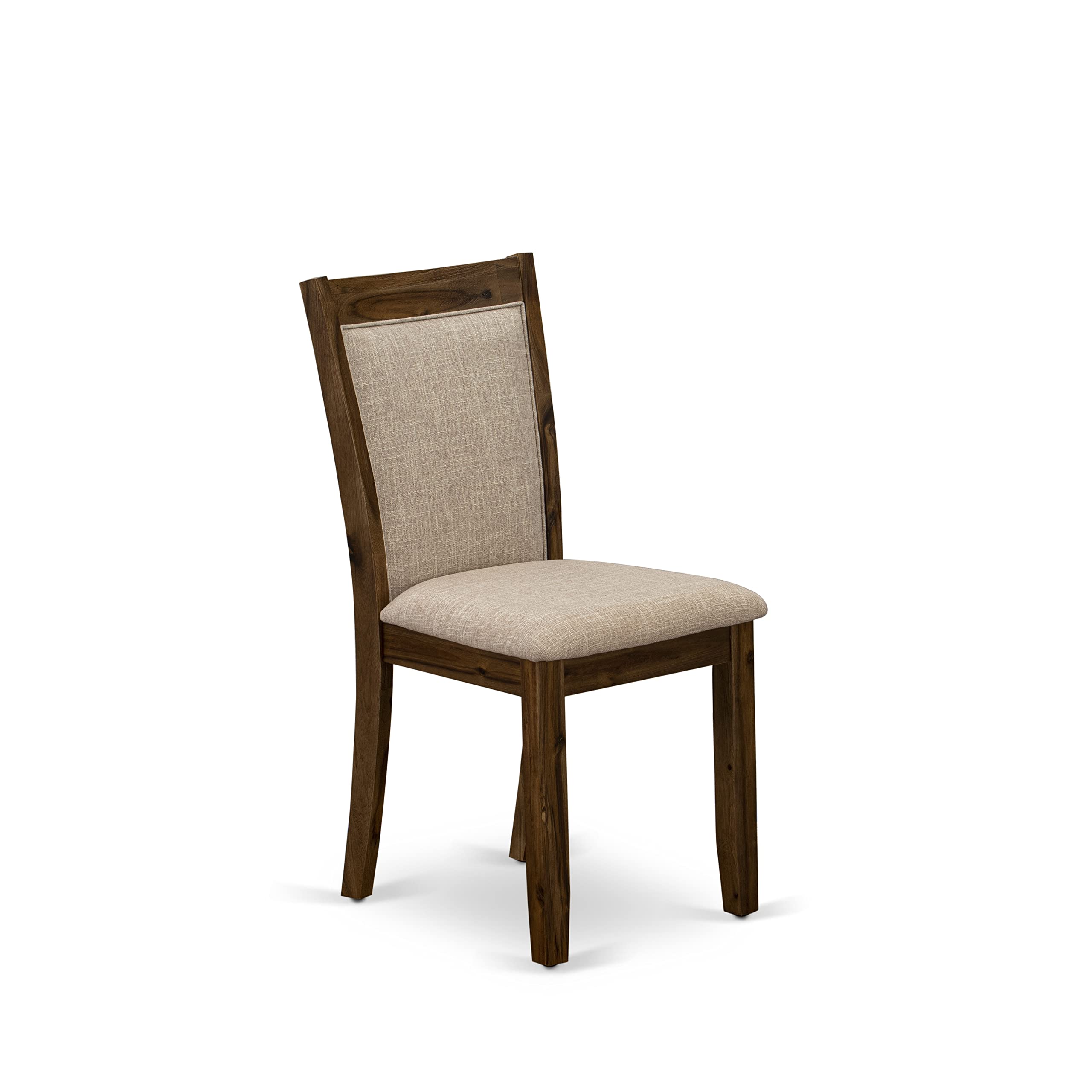 East West Furniture HBMZ3-AWN-04 3-Piece Round Dining Table Set with Pedestal Base & 2 Light Tan Linen Upholstered Chairs, 42x42 Inch, Antique Walnut - Perfect for Small Spaces, Breakfast Nooks & Cozy Kitchen Dining Areas