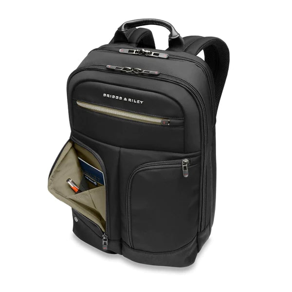 Briggs & Riley HTA Medium Slim Expandable Backpack for Business Travel & Commuting - Durable Carry-On Laptop Backpack with USB Charging Port
