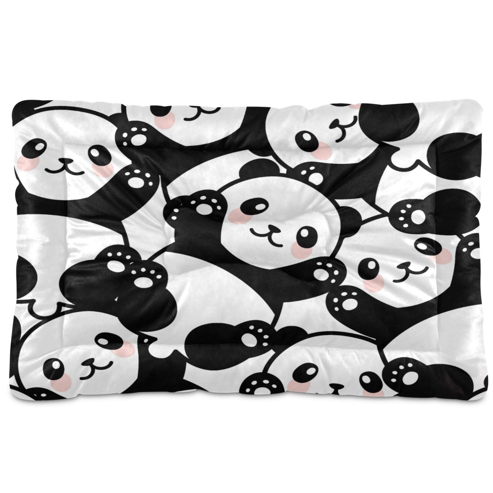 KEEPREAL Cute Cartoon Panda Pet Bed - Ultra Soft Rectangle Dog & Cat Bed for Small to Medium Pets (24x18 Inches) - Perfect for Calming Anxiety & Cozy Napping in Living Room or Bedroom