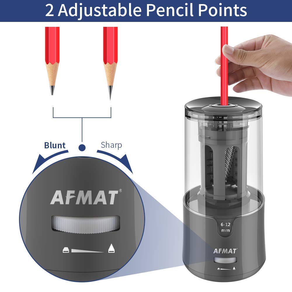 Auto Stop Electric Pencil Sharpener (2 Pack) - Gray & Blue Dual Color Set for School, Office & Home Use - Perfect for Students, Teachers & Artists