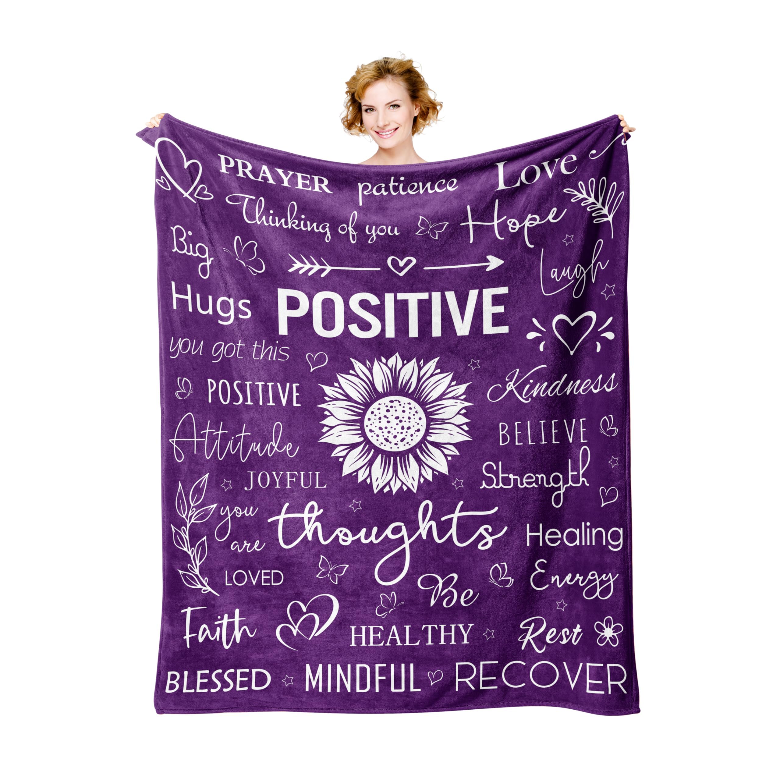 Xutapy Get Well Soon Gifts for Women - Soft Purple Healing Blanket 60’’X50’’ - Inspirational & Encouragement Gifts for Surgery Recovery, Cancer Care, Hospital Stay - Perfect for Comfort, Relaxation & Emotional Support