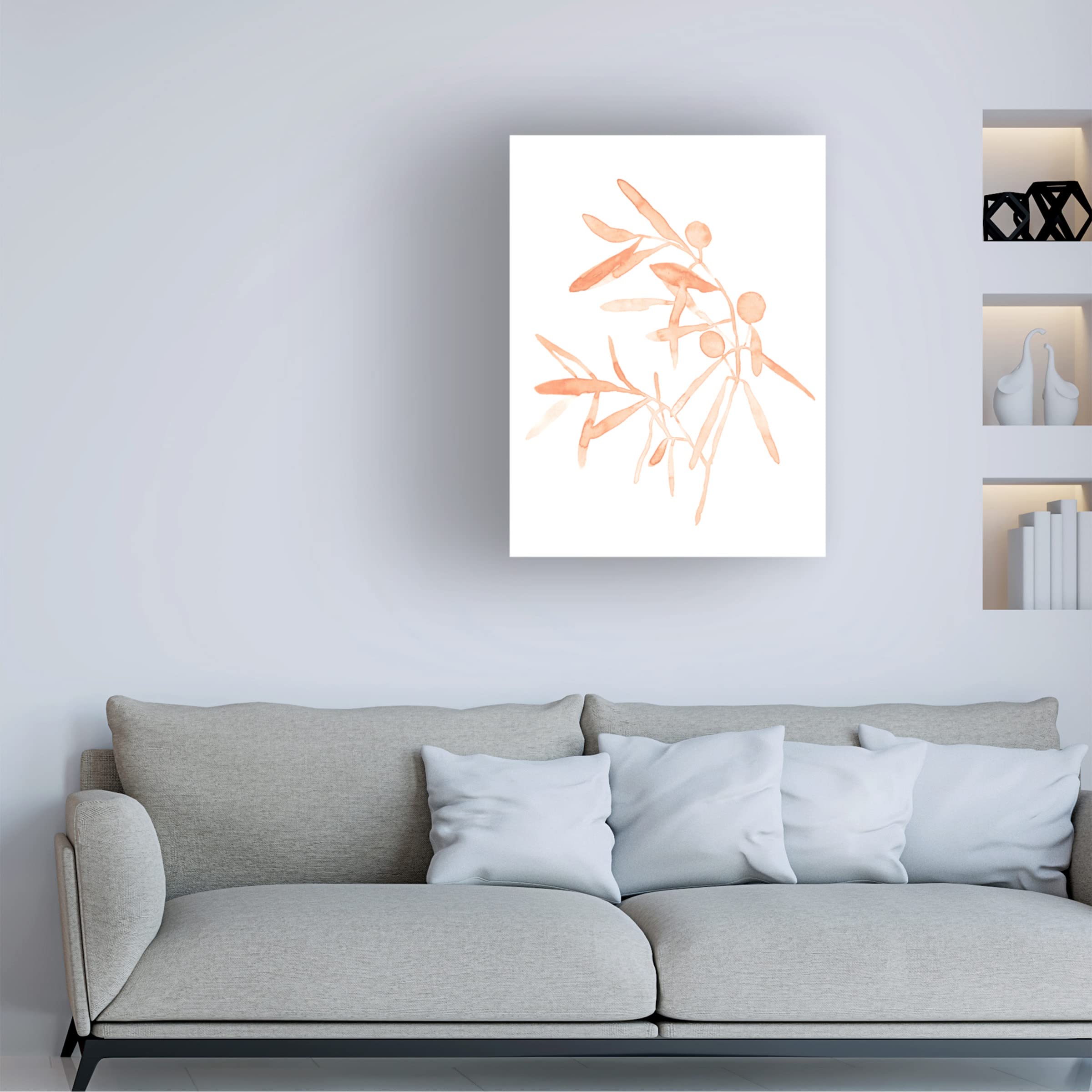 Emma Scarvey 'Blush Olive Branch IV' Canvas Wall Art Print - Modern Botanical Home Decor for Living Room, Bedroom & Office