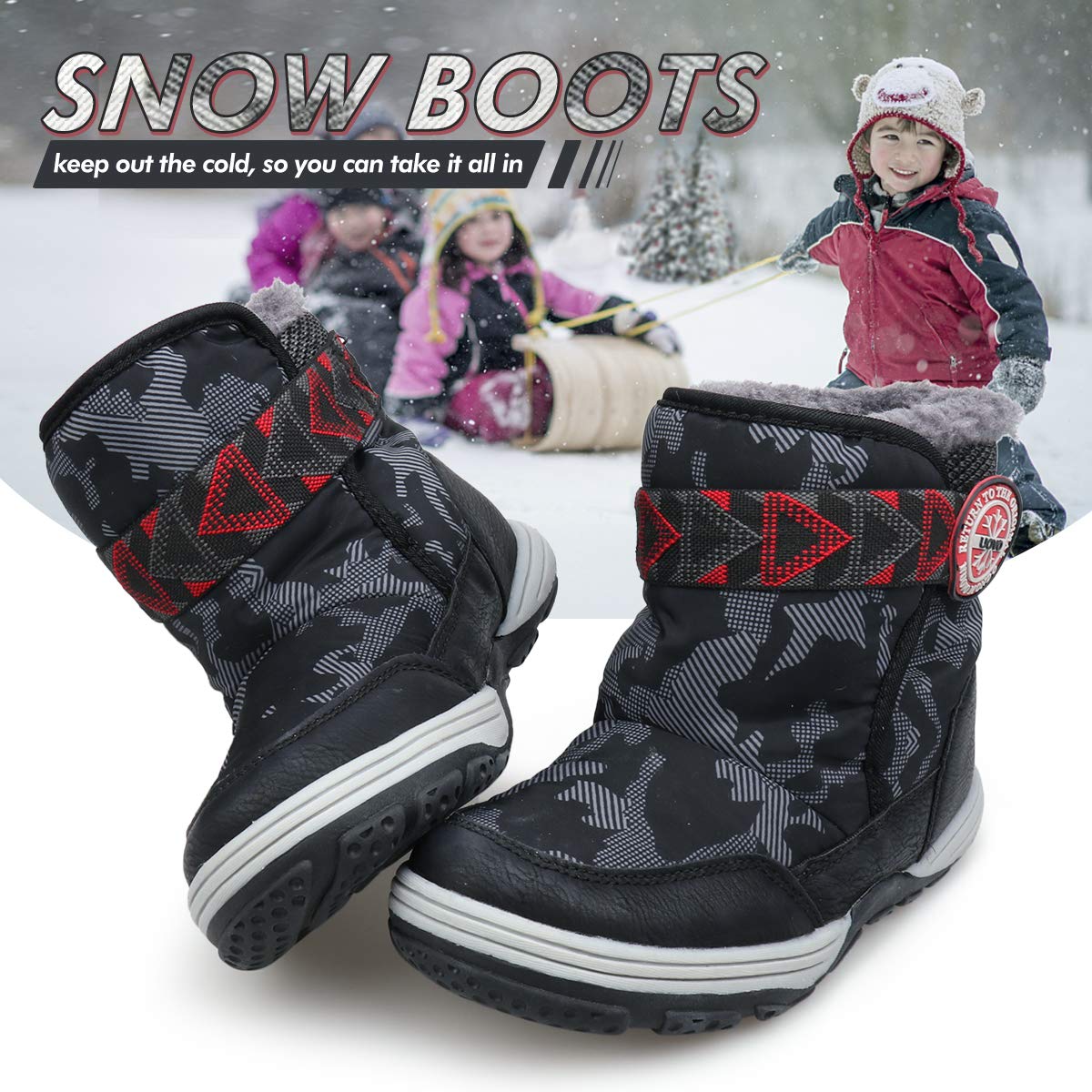 **Waterproof Winter Snow Boots for Boys - Warm Fur Lined Slip-Resistant Kids Snow Boots for Toddler & Little Boys - Perfect for Outdoor Play & Cold Weather Adventures**