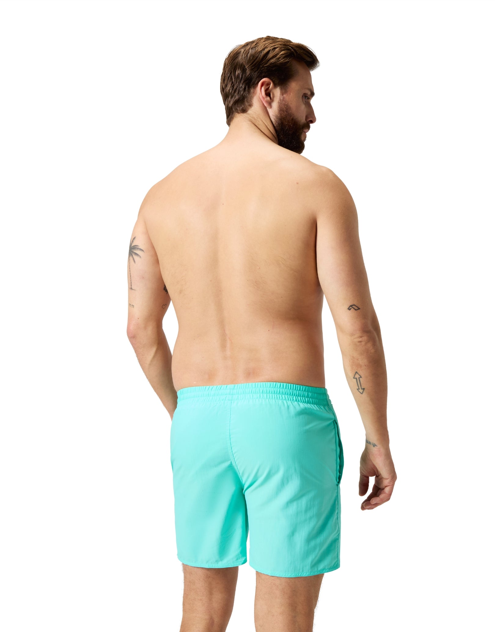 Essentials 16 Water Shorts for Men - Quick Dry Swim Trunks with UPF Protection - Mint Blue Color - Perfect for Beach, Pool, Surfing & Summer Activities