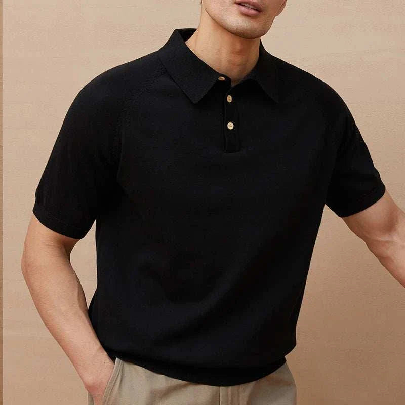 Premium Knitted Polo Shirt for Men - Soft Cotton Casual & Business Wear - Perfect for Office, Golf & Summer Outfits