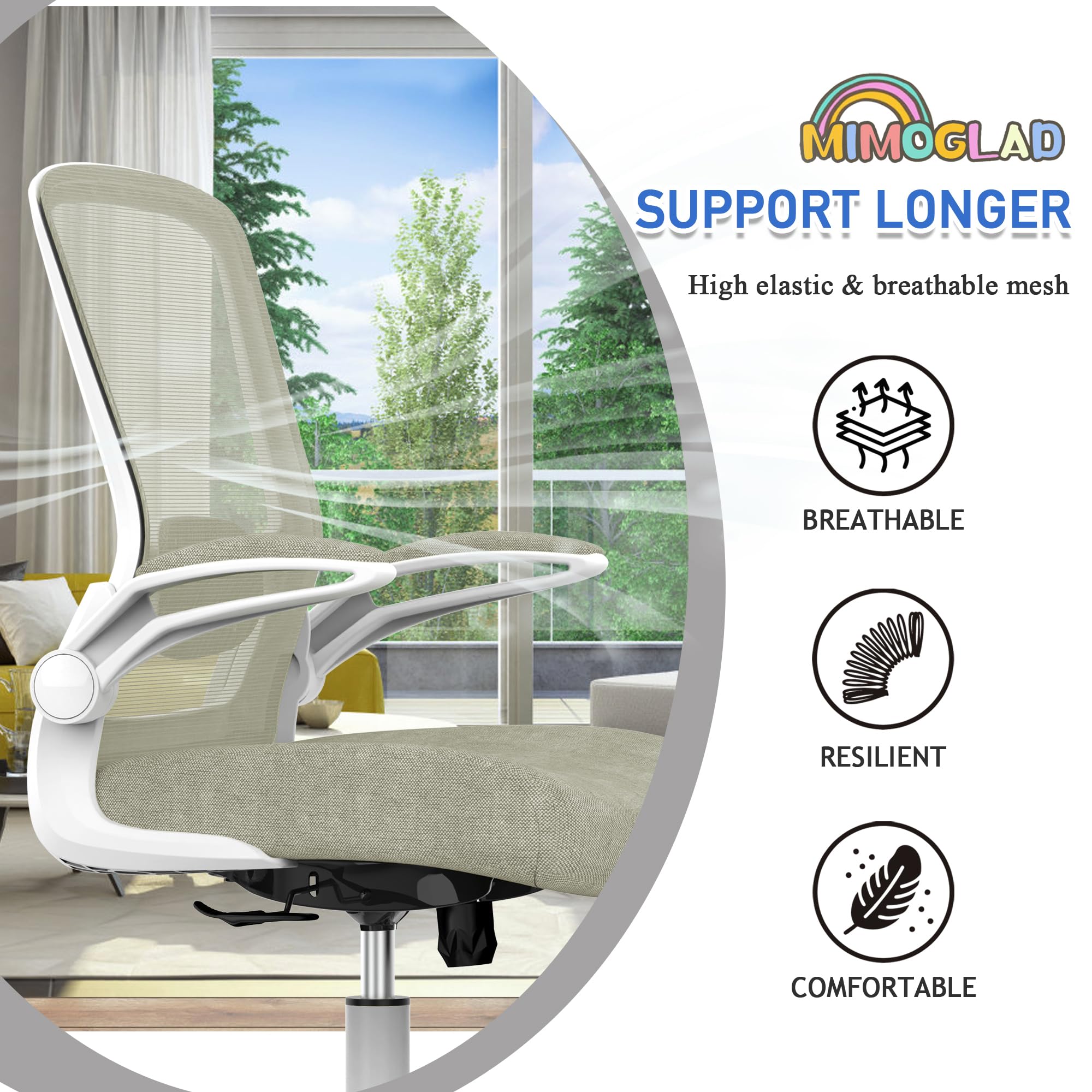 Ergonomic High Back Office Chair - Adjustable Lumbar Support & Thickened Seat Cushion Mesh Computer Desk Chair for Home & Office Workspaces | Perfect for Long Hours of Sitting, Gaming, and Remote Work