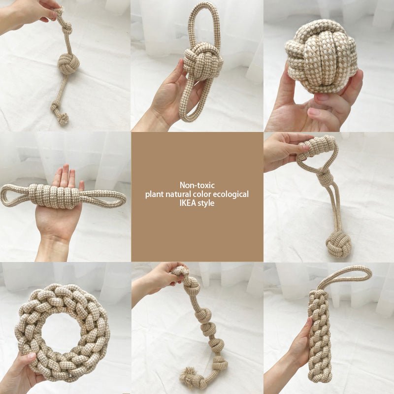 Premium 9-Piece Dog Hemp Rope Toy Bundle - Natural Chew Toys for Aggressive Chewers, Puppy Teething & Dental Health - Perfect for Indoor Play, Outdoor Fetch & Training Rewards