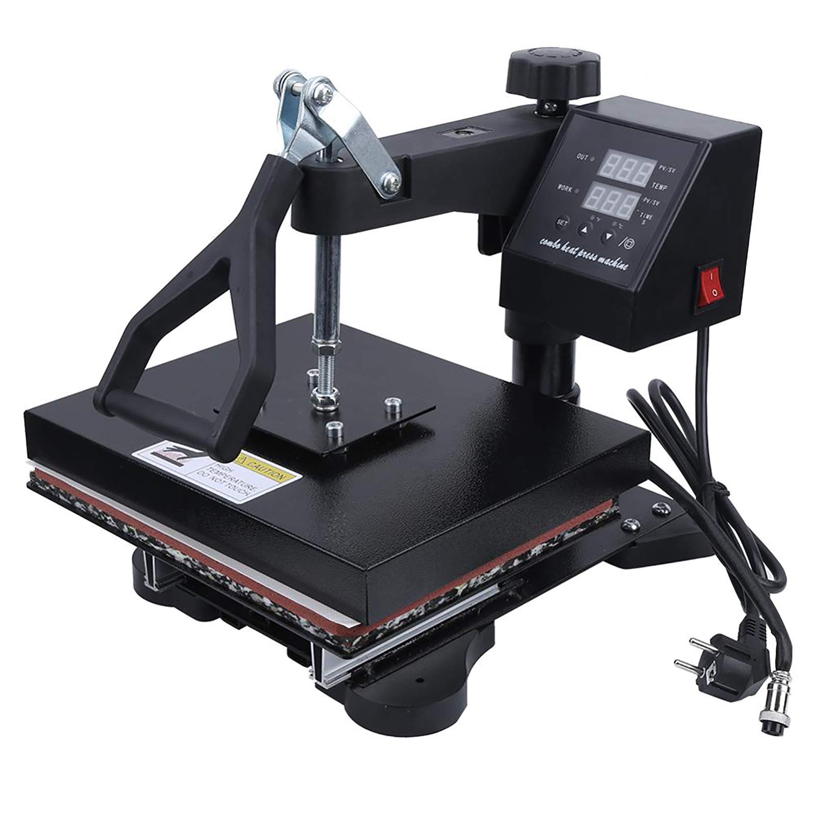 HYTC 12x15 Inch Heat Press Machine with Dual Display & Intelligent Temperature Control - Manual T-Shirt Printing, Pillow Press for Sublimation & Thermal Transfer (Black, Model: ci6fl-001) - Perfect for DIY Custom Apparel, Home Business & Small Batch Production