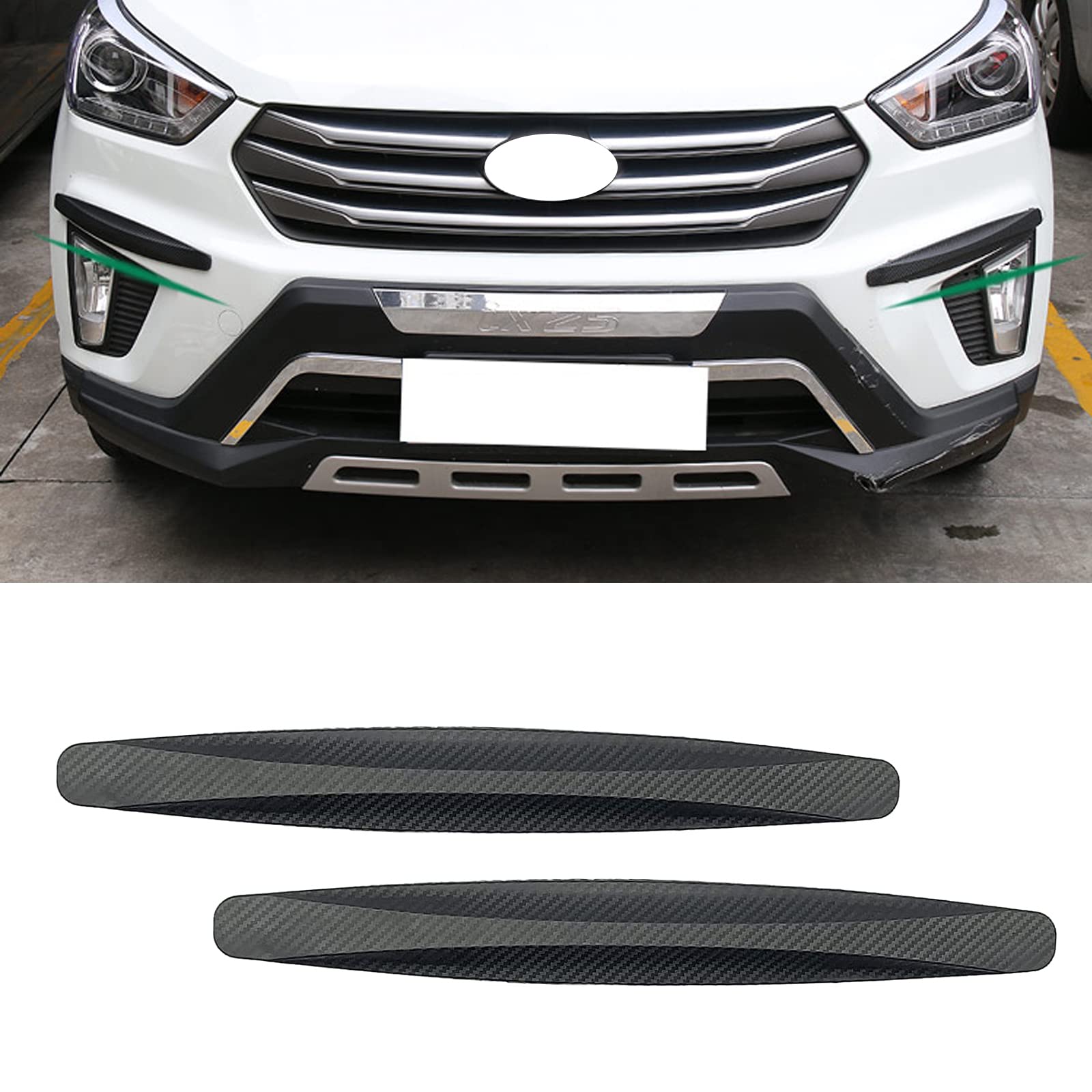 QODOLSI 2-Pack Car Bumper Protector - Front & Rear Anti-Collision Rubber Strips with 3M Adhesive, 15.75