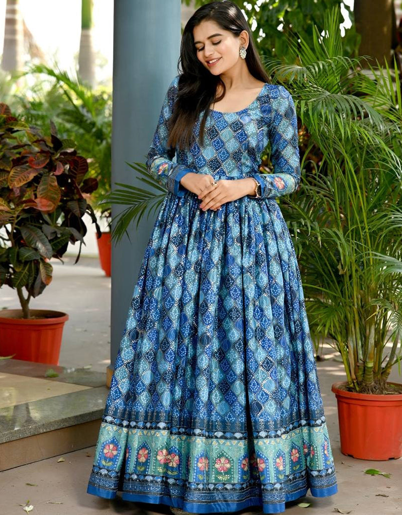 Stylish Blue Designer Functional Wear Heavy Ready-Made Gown for Women - Perfect for Weddings, Parties & Special Occasions