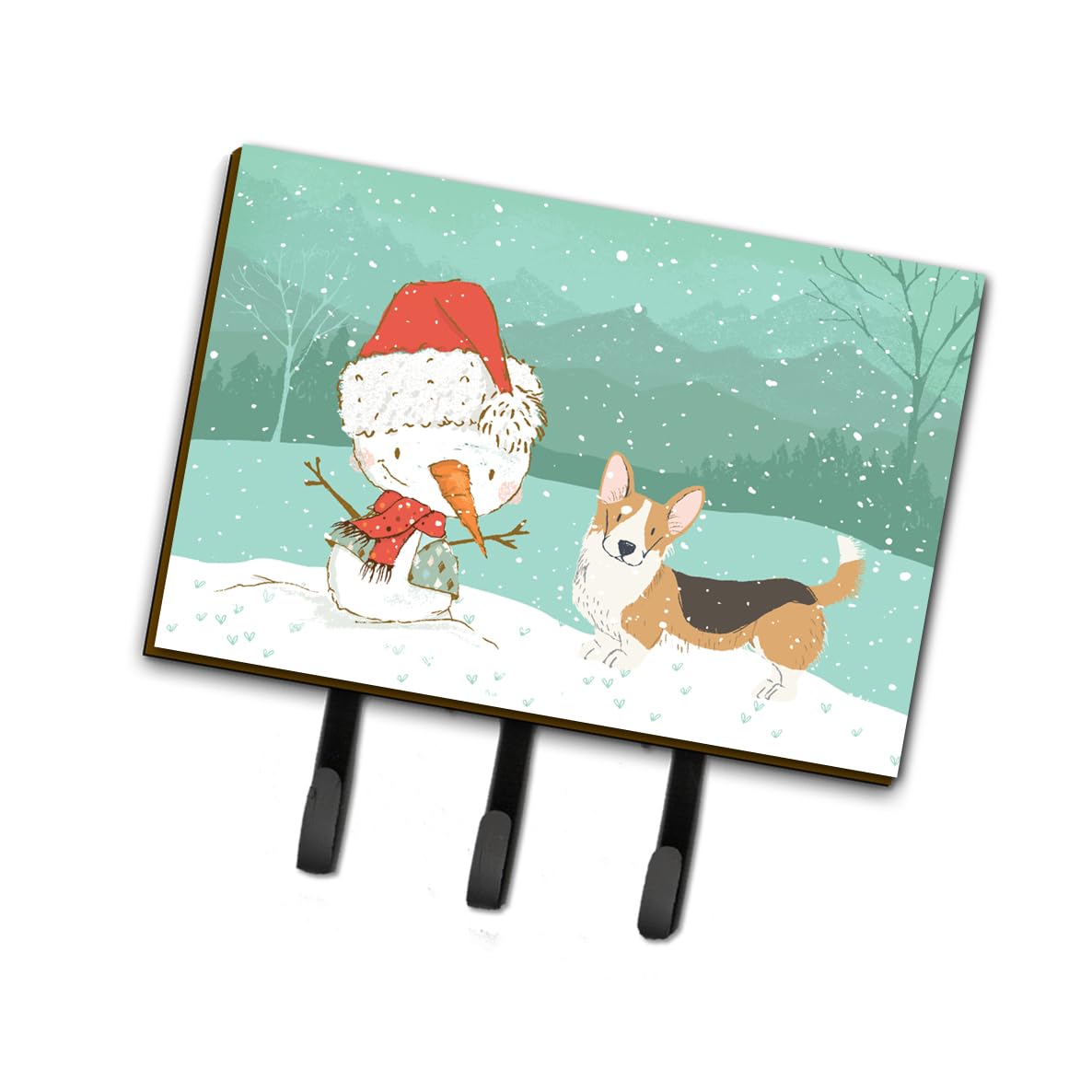 Caroline's Treasures CK2062TH68 Tricolor Cardigan Corgi Snowman Christmas Wall Hook - Key Holder, Coat Rack, Leash Hanger for Keys, Towels, Aprons | Perfect for Entryway, Kitchen, Bathroom Organization & Holiday Decor