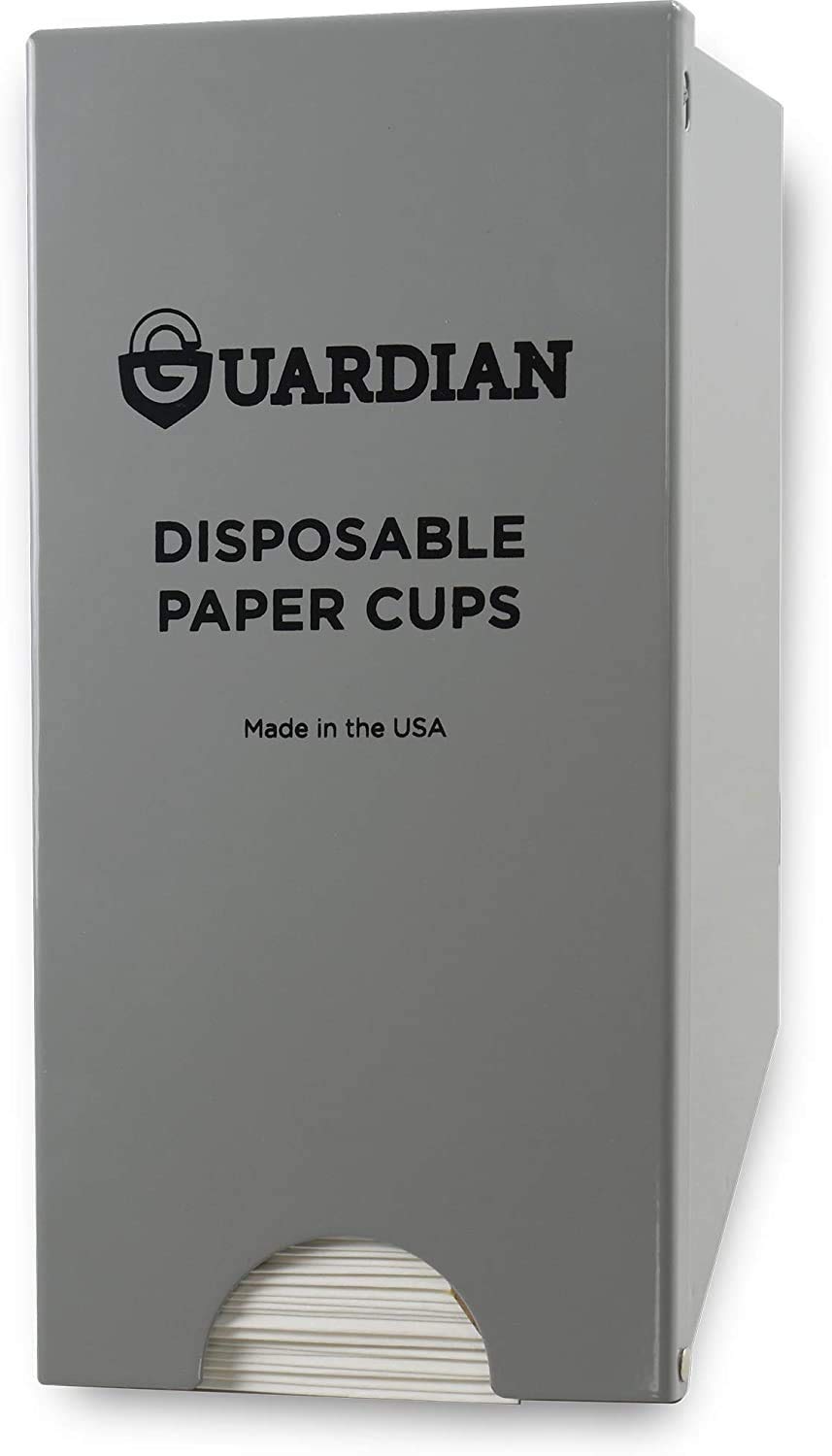 Guardian Steel Wall-Mounted Paper Cup Dispenser with 250 Recyclable 4 oz Disposable Cups - Water Cooler Accessory for Office, Kitchen & Break Room Use