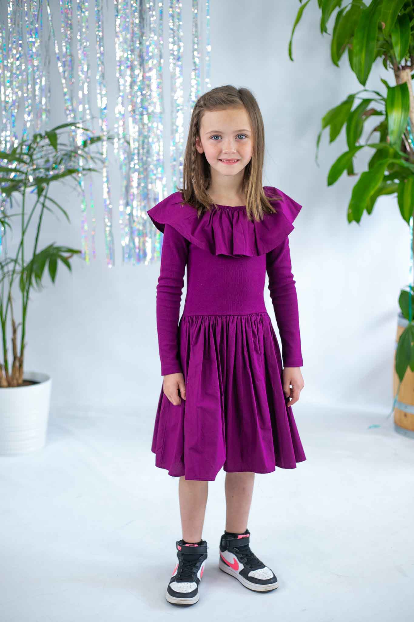 Cille Purple Shadow Dress for Toddler Girls - Elegant & Comfortable Kids' Party Dress for Birthday, Holiday & Special Occasions