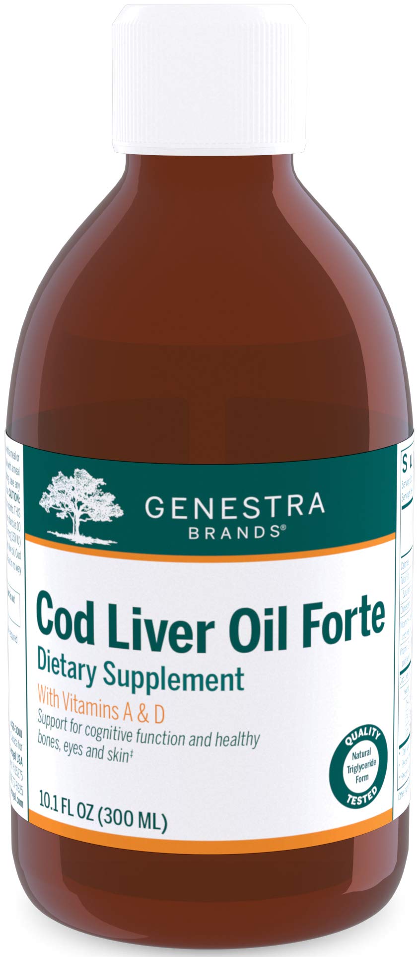 Genestra Brands Cod Liver Oil Forte - High Potency Vitamin A & D + Omega-3 Fatty Acids Supplement for Immune & Heart Health (10.1 fl oz) | Supports Brain Function & Joint Health - Ideal for Adults & Kids Daily Wellness