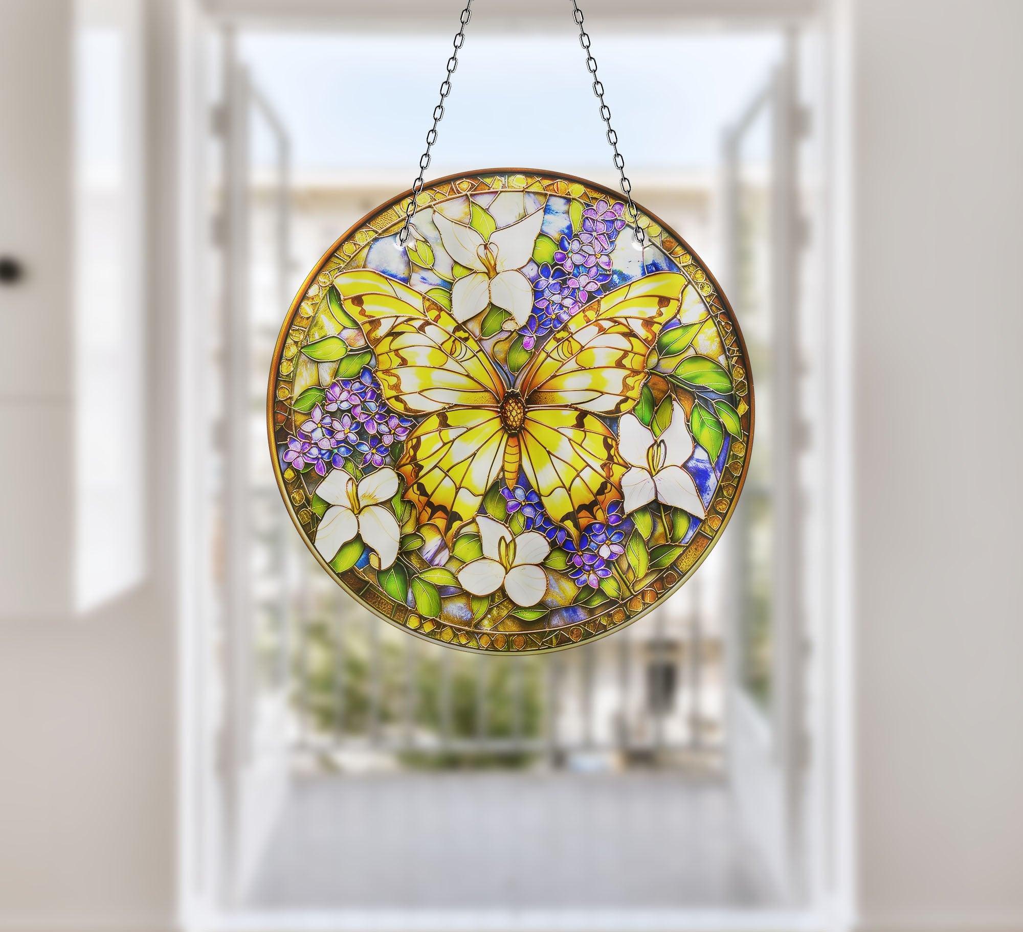 Vibrant Butterfly Suncatcher Window Decor - Handmade Stained Glass Sun Catchers for Home, Garden & Office - Perfect for Windows, Nursery & Gift Giving